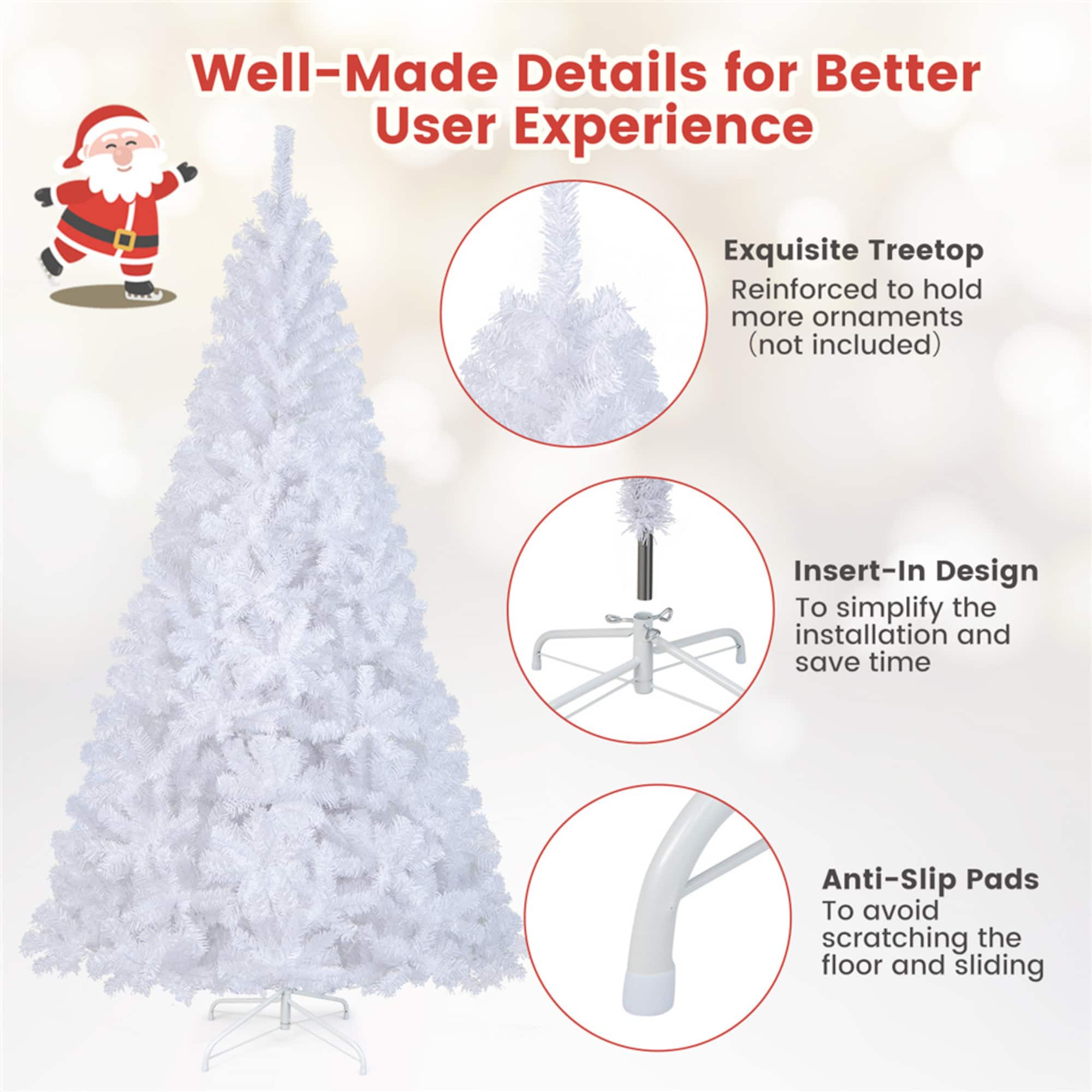 8ft. Unlit White Pine Artificial Christmas Tree
